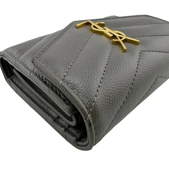 Saint Laurent Stitch Trifold Wallet Gray - Picture 3 of 8